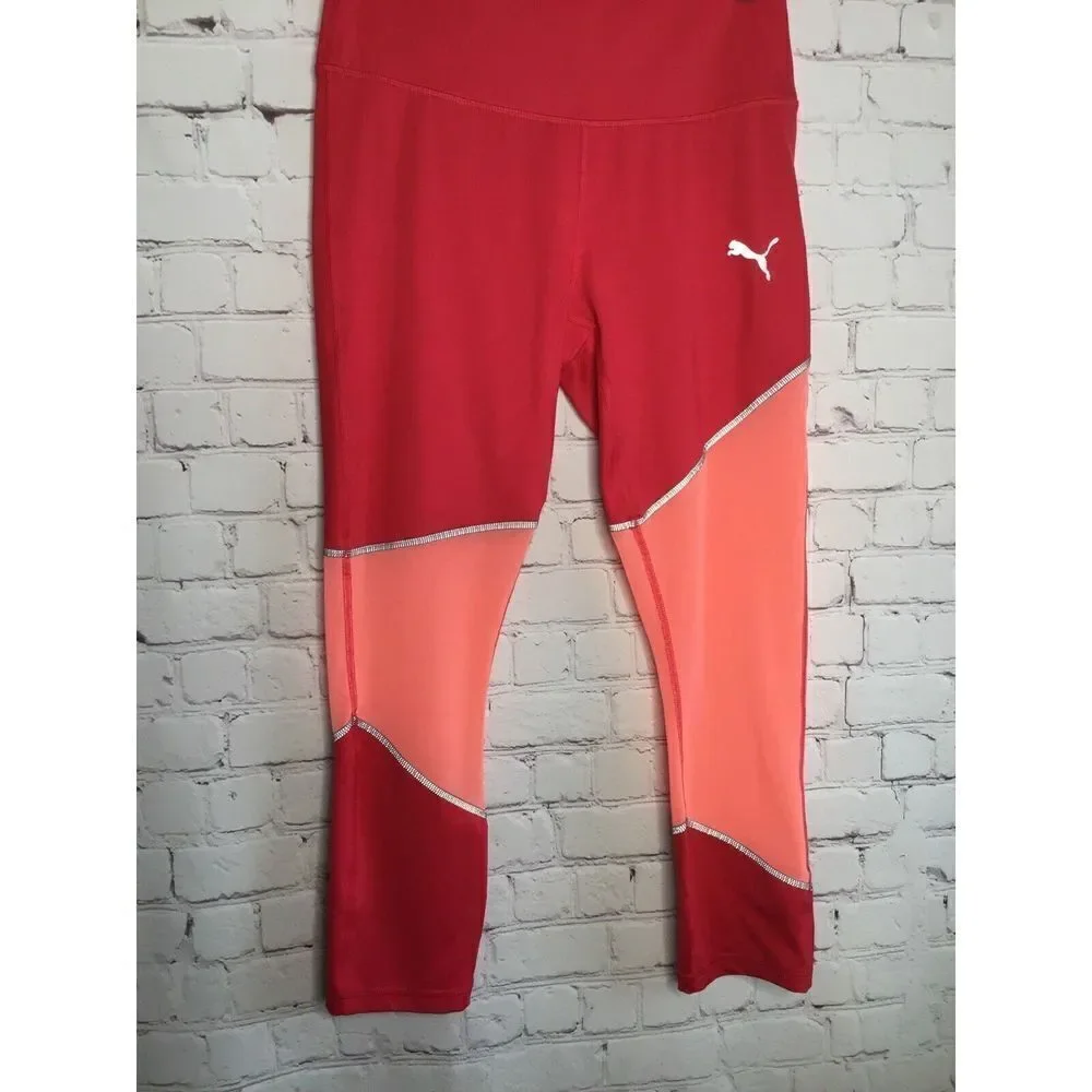 PUMA Womens Small Pink Stretch‎ Elasticated Waistband ActiveWear Skinny Leggings - Picture 3 of 11